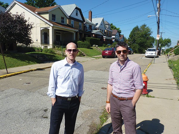 James Eash and Jason Kambitsis, of the Mount Washington CDC, say that homes on Eureka Street in Mount Washington recently sold for significantly higher than homes in nearby hilltop neighborhoods.