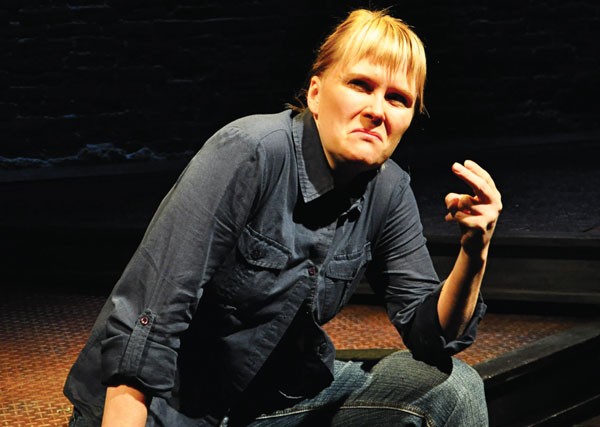 Tami Dixon, in character, in South Side Stories, at City Theatre.