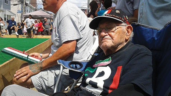 Eugene Mariani, 102, of Bloomfield, still plays bocce.