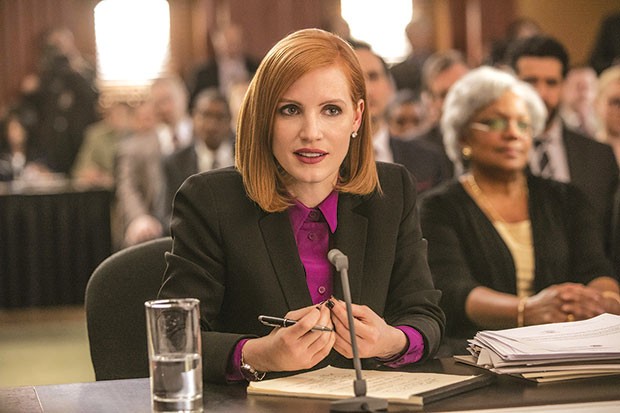 Miss Sloane (Jessica Chastain), on the hot seat