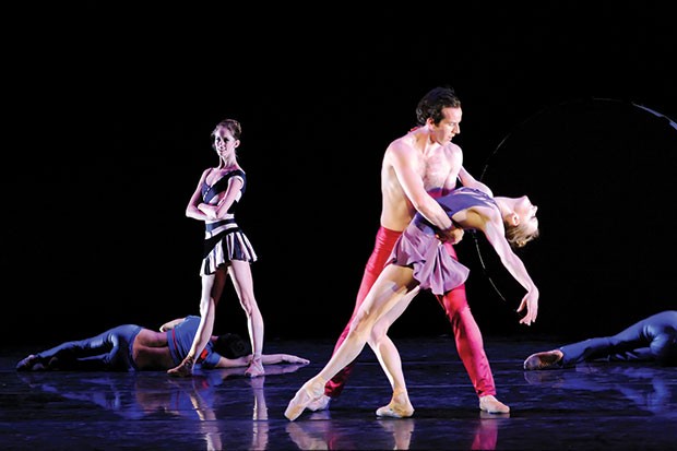 Pittsburgh Ballet Theatre’s Danielle Downey, Cooper Verona and Julia Erickson in “StrayLifeLushHorn”