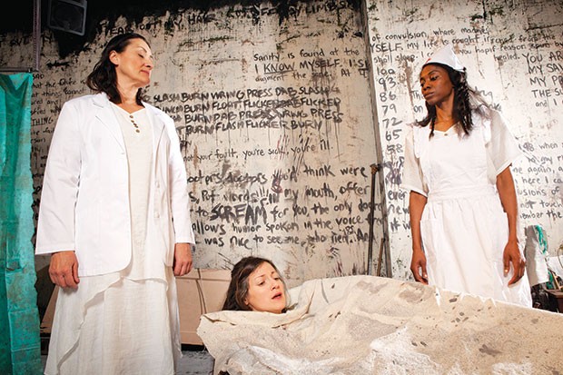 From left: Tammy Tsai, Erika Cuenca and Siovhan Christensen in 4.48 Psychosis, at Off the Wall