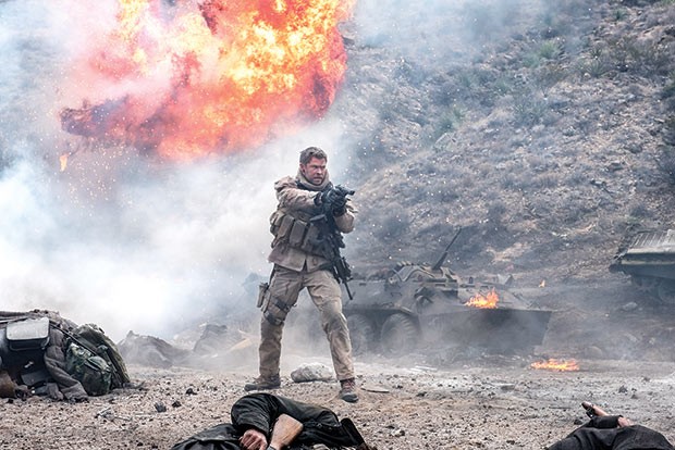 Chris Hemsworth dodges an explosion.