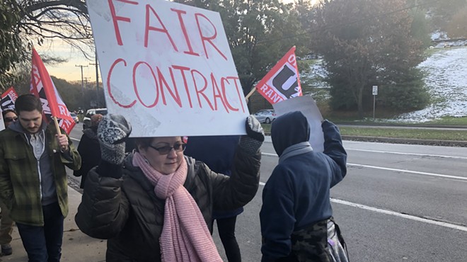 United Electrical workers picket ABB manufacturer offices in Forest Hills