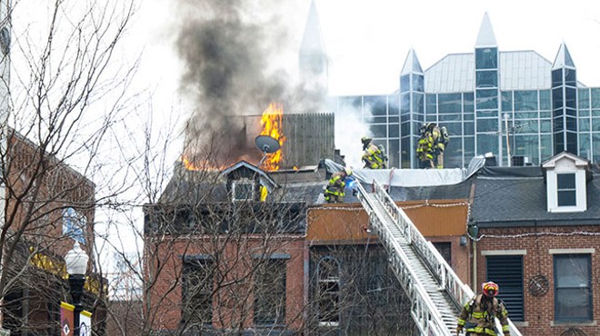 Winghart's whiskey bar hit by a four-alarm fire, one firefighter injured