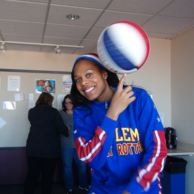 Harlem Globetrotter stops by Steel City Media in Pittsburgh to do some tricks