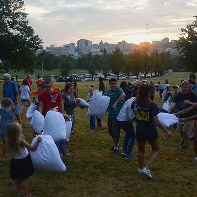 More than 100 gather in Pittsburgh's Schenley Park for a giant pillow fight