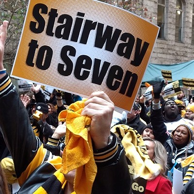 Pittsburgh fans cheer on Steelers at Friday's playoff rally downtown; game time moved to 8:20 p.m. Sunday evening