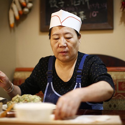In the kitchen with Guoqing Wu at Northeastern Kitchen