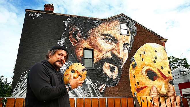Artist Jeremy Raymer brings larger-than-life mural of Pittsburgh's own horror king Tom Savini to Lawrenceville