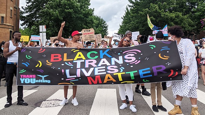 Hundreds march to Pittsburgh's City-County Building in support Black trans lives