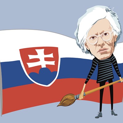 Andy Warhol and a Slovak flag
