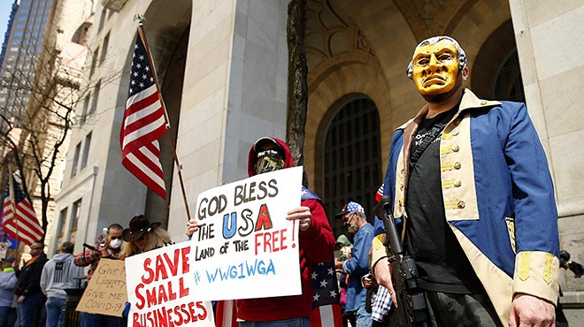 PHOTOS: About 120 protest in Downtown Pittsburgh, calling for Pennsylvania to reopen during coronavirus pandemic