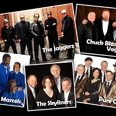 Relive the music of the 60’s with 5 legendary music groups from the 60’s in one big trip down memory lane in concert at The Palace Theatre in Greensburg, with  The Jaggerz, Chuck Blasko’s The Vogues, The Skyliners, The Marcels and The New Pure Gold!