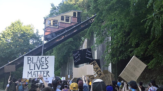 Pittsburghers march in protest from Mount Washington to Downtown on day nine of Black Lives Matter demonstrations