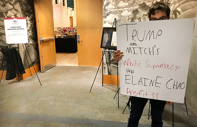 CMU students protest U.S. Secretary of Transportation Elaine Chao’s appearance at Traffic21 event (2)