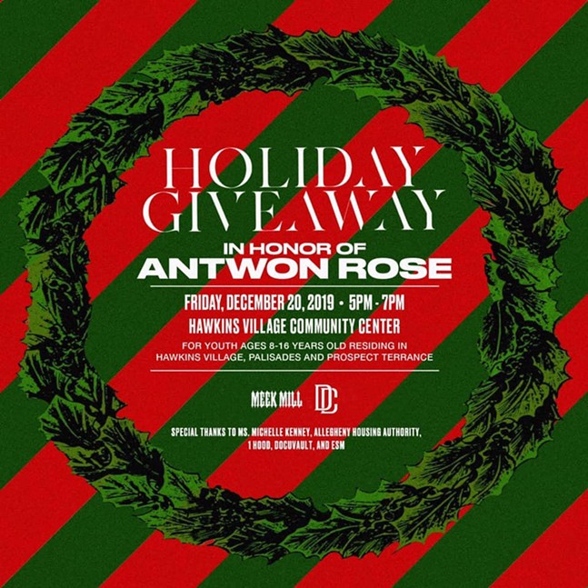 Meek Mill sponsors Holiday Giveaway at Hawkins Village Community Center in honor of Antwon Rose II