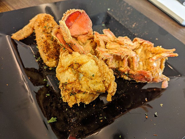 The fried lobster tail is a must-have at Soul & Sea, but get a chicken wing, too