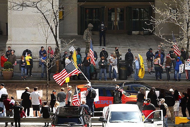 PHOTOS: About 120 protest in Downtown Pittsburgh, calling for Pennsylvania to reopen during coronavirus pandemic (11)