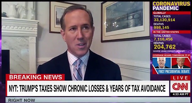 Rick Santorum continues to be an idiot, implies NYT report on Trump's taxes made up