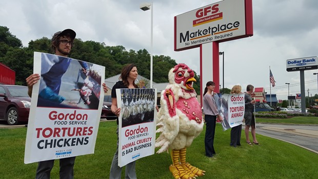 Animal rights group protests local GFS location