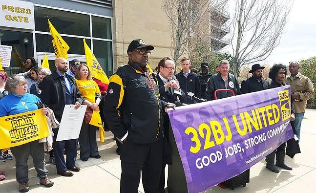 Security workers and allies protest Steelers firing of union security workers