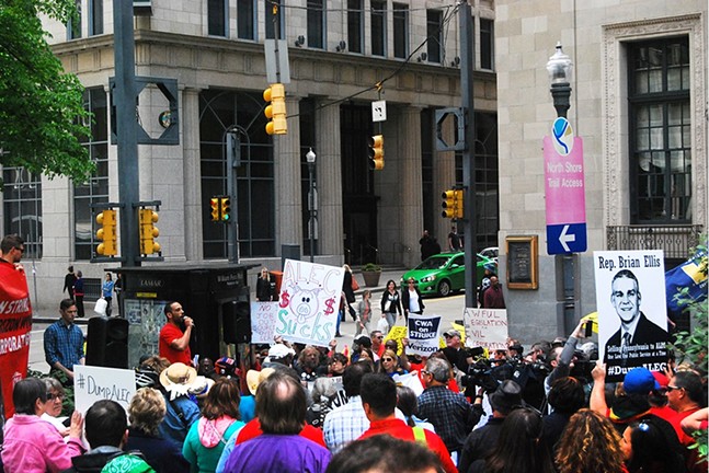 Pittsburgh Protesters march against conservative American Legislative Exchange Council (ALEC)