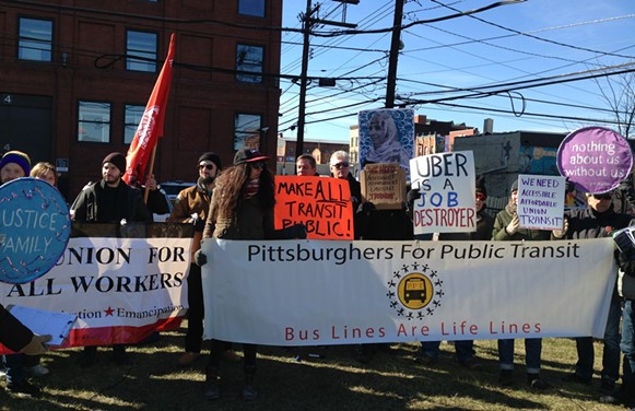 Pittsburgh Public-transit advocates and union groups protest Uber