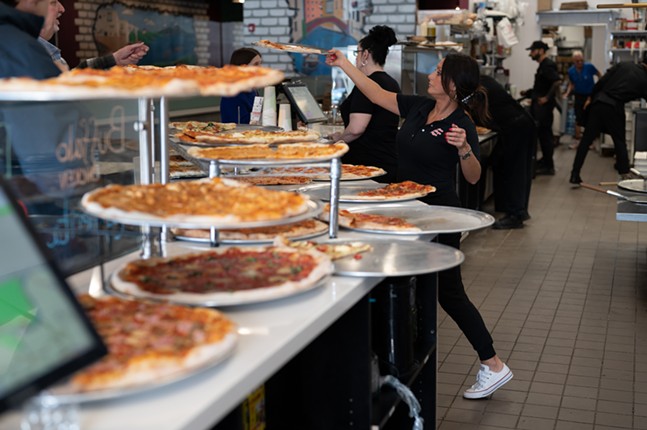 Italian Village Pizza has sold 100 million pizza slices. Yes, you read that right