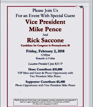 Bethel Park fundraiser with VP Mike Pence and U.S. Rep. candidate Rick Saccone will displace a lunch for seniors