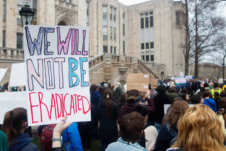 The University of Pittsburgh community showed up to protest "transphobic" speaker events on campus