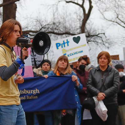 The University of Pittsburgh community showed up to protest "transphobic" speaker events on campus